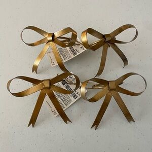 Zara SET OF 4 CHRISTMAS GOLD BOW NAPKIN RINGS
